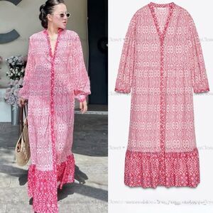 ZARA BOHO PRINTED MIDI RUFFLED DRESS